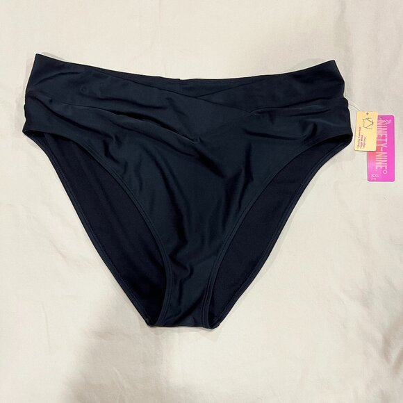 NWT Ninety-Nine Black Swim Bottoms High Waist High Leg  Misses Size XXL (19) - Picture 1 of 3